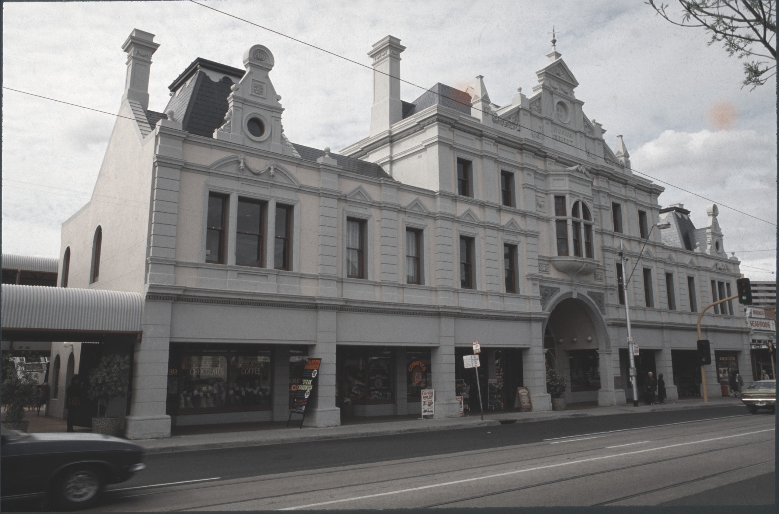 Exterior of Prahran Market on Commercial Road, photographed in 1983