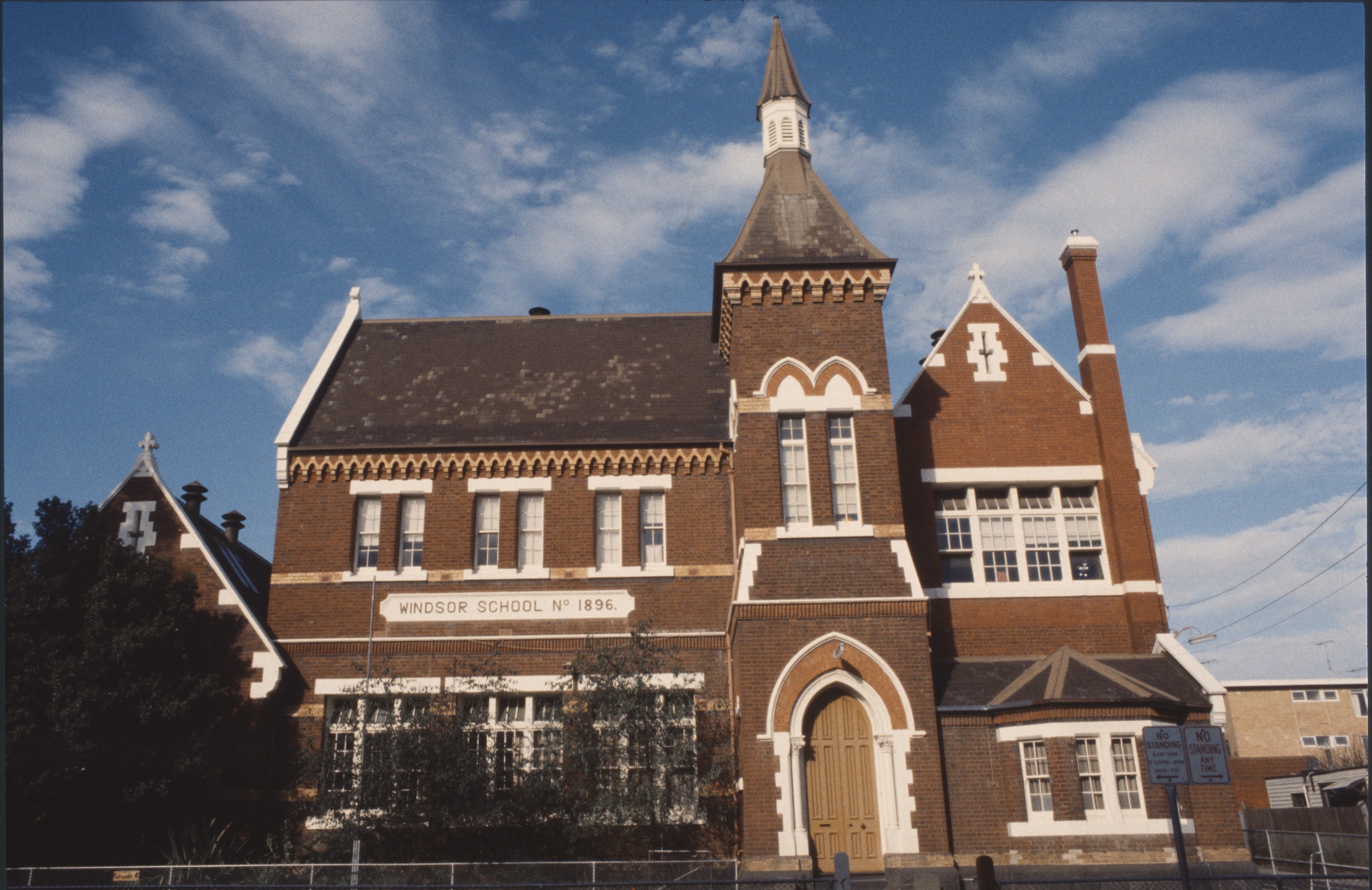 Exterior of Windsor State School, photographed in 1983. 